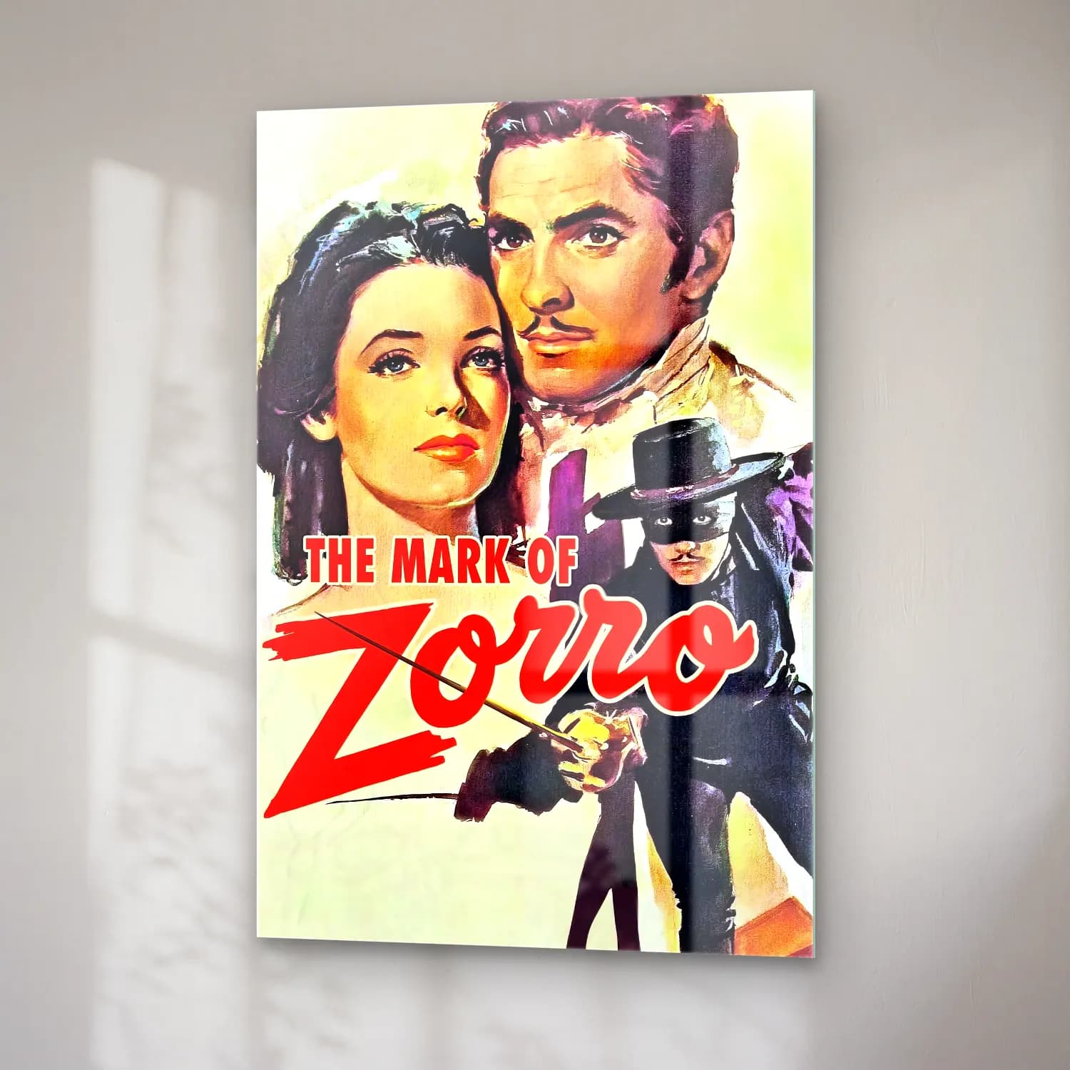 Vintage Poster Yazılı Tasarım No. 79 cam tablo — sağ açıdan görünüm
