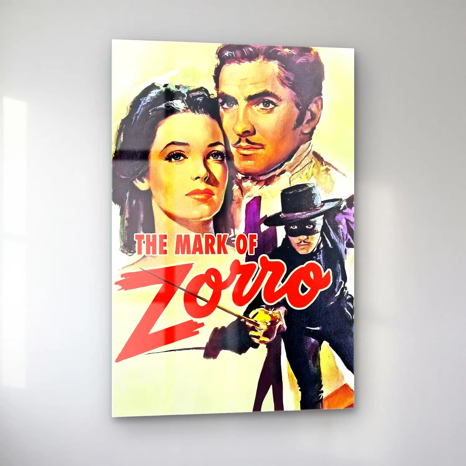 Vintage Poster Yazılı Tasarım No. 79 cam tablo — sol açıdan görünüm