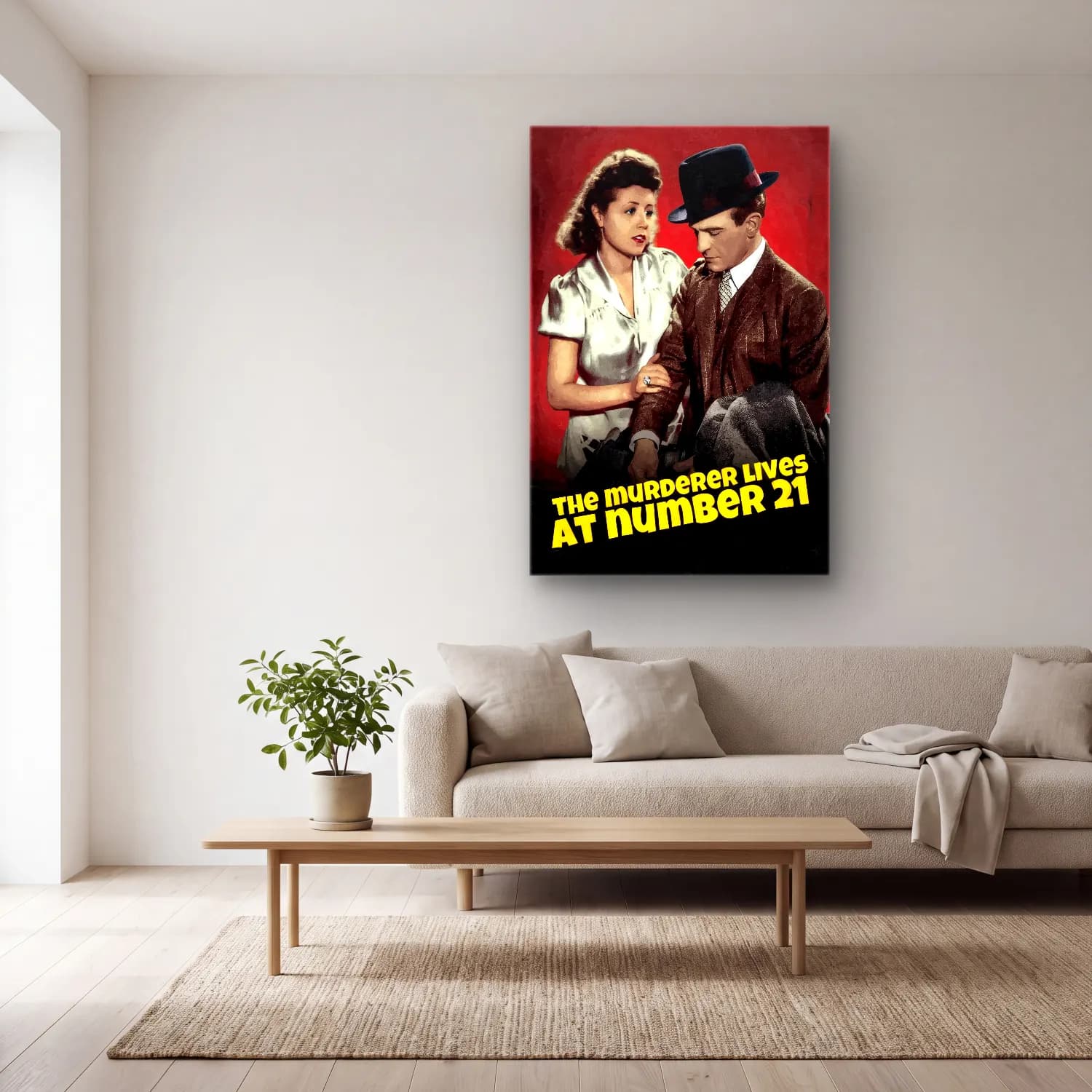 Vintage Poster Aşıklar No. 49 cam tablo — açık renk salonda