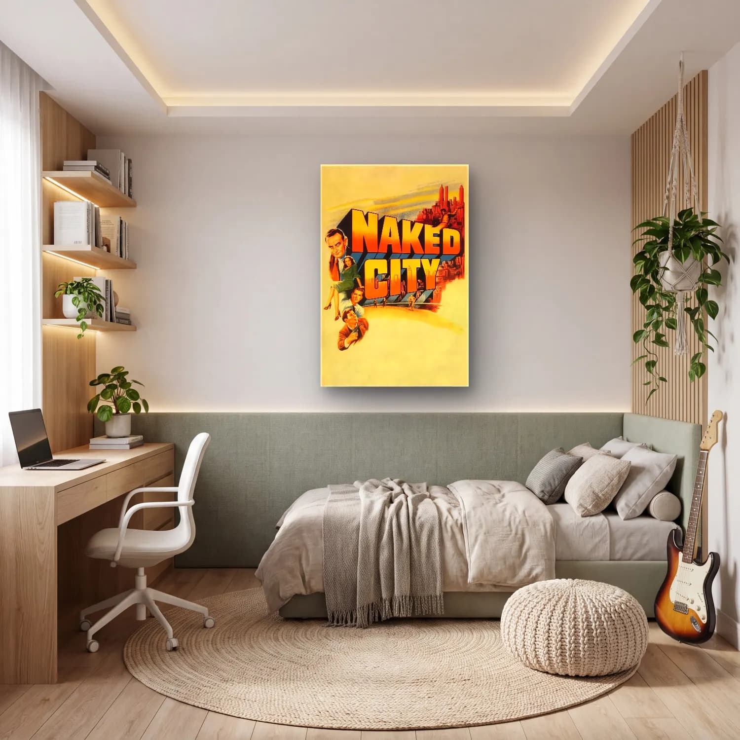Vintage Poster Gece Şehir No. 3 cam tablo — genç odasında