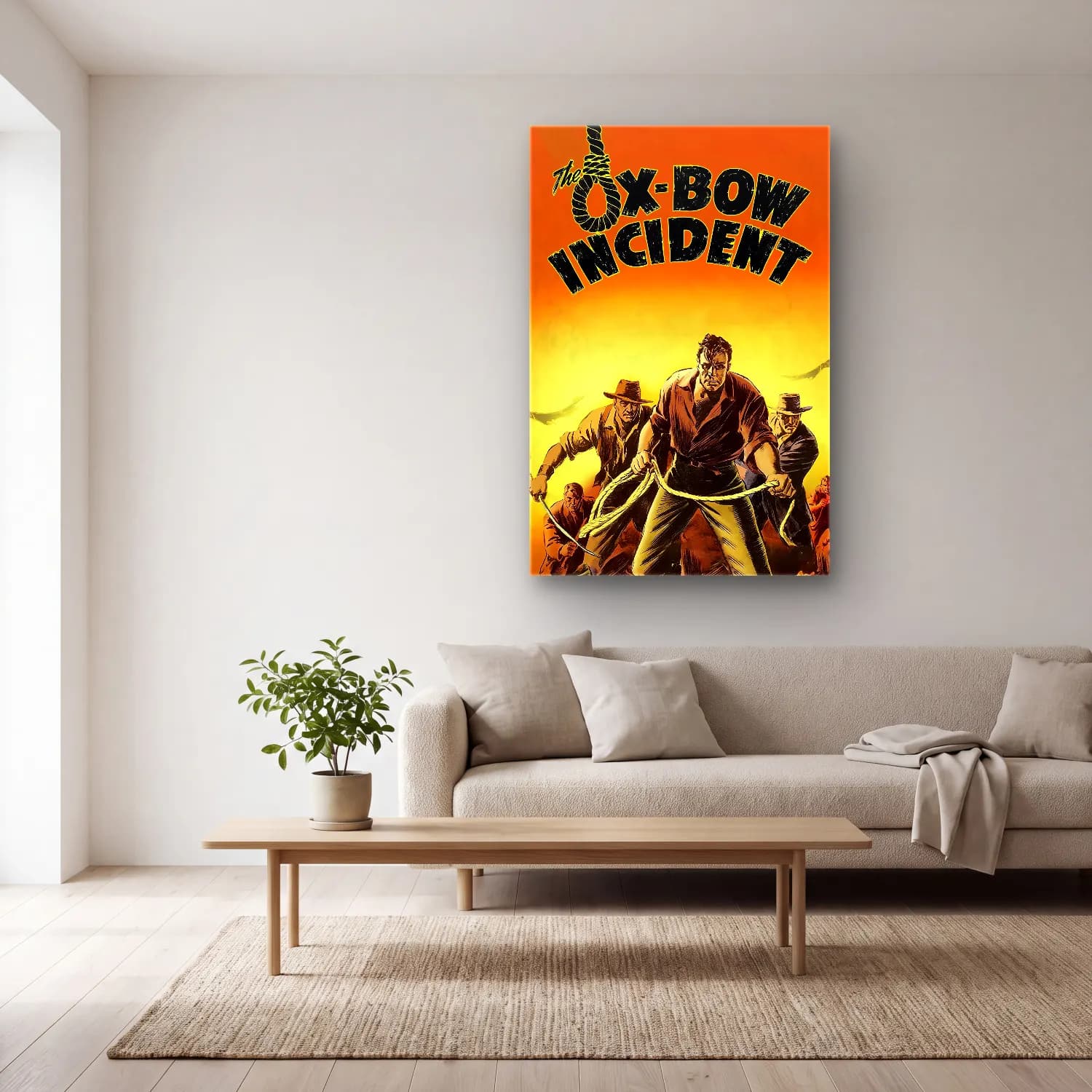 Vintage Poster Fiyonk – Turuncu Tonlar cam tablo — açık renk salonda