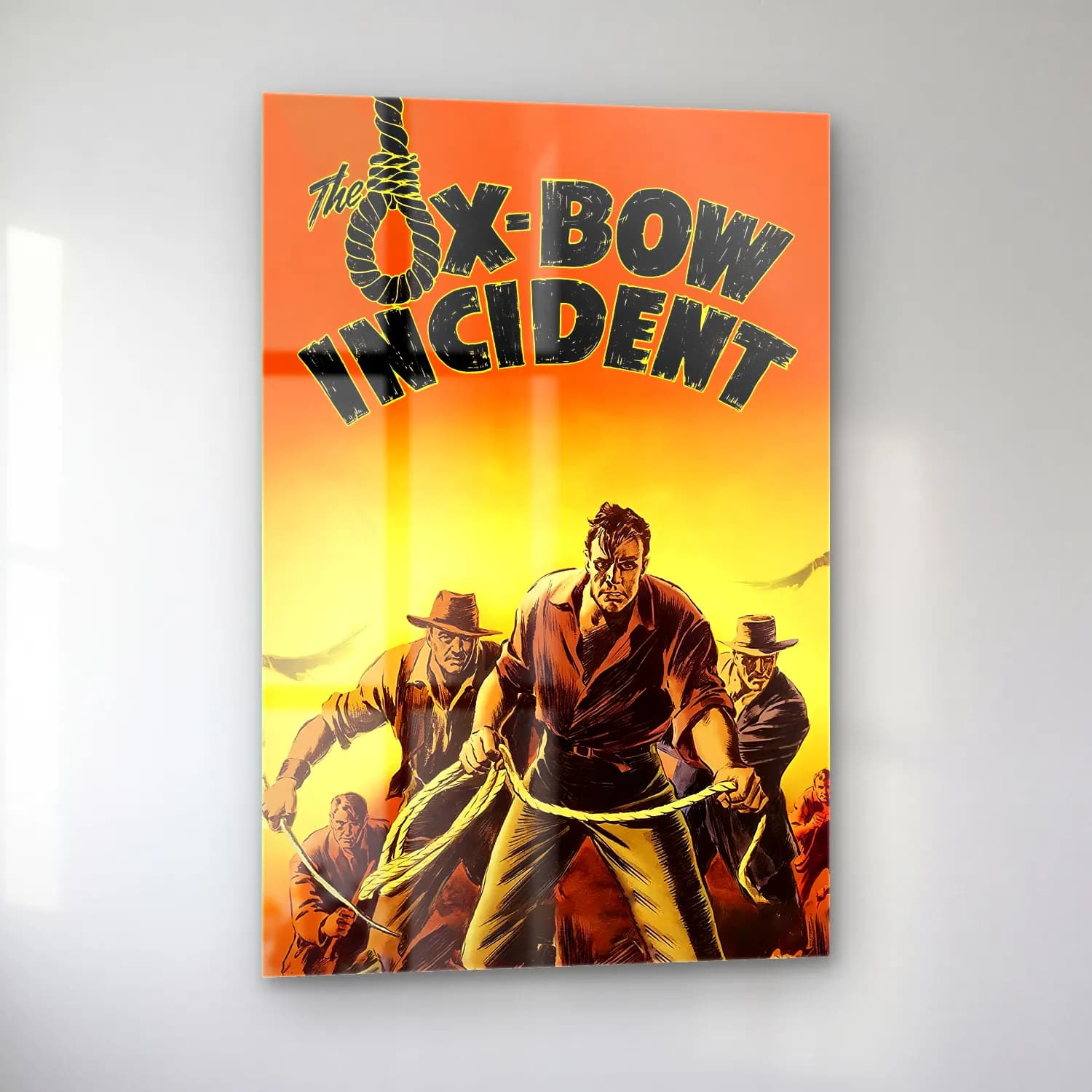 Vintage Poster Fiyonk – Turuncu Tonlar cam tablo — sol açıdan görünüm