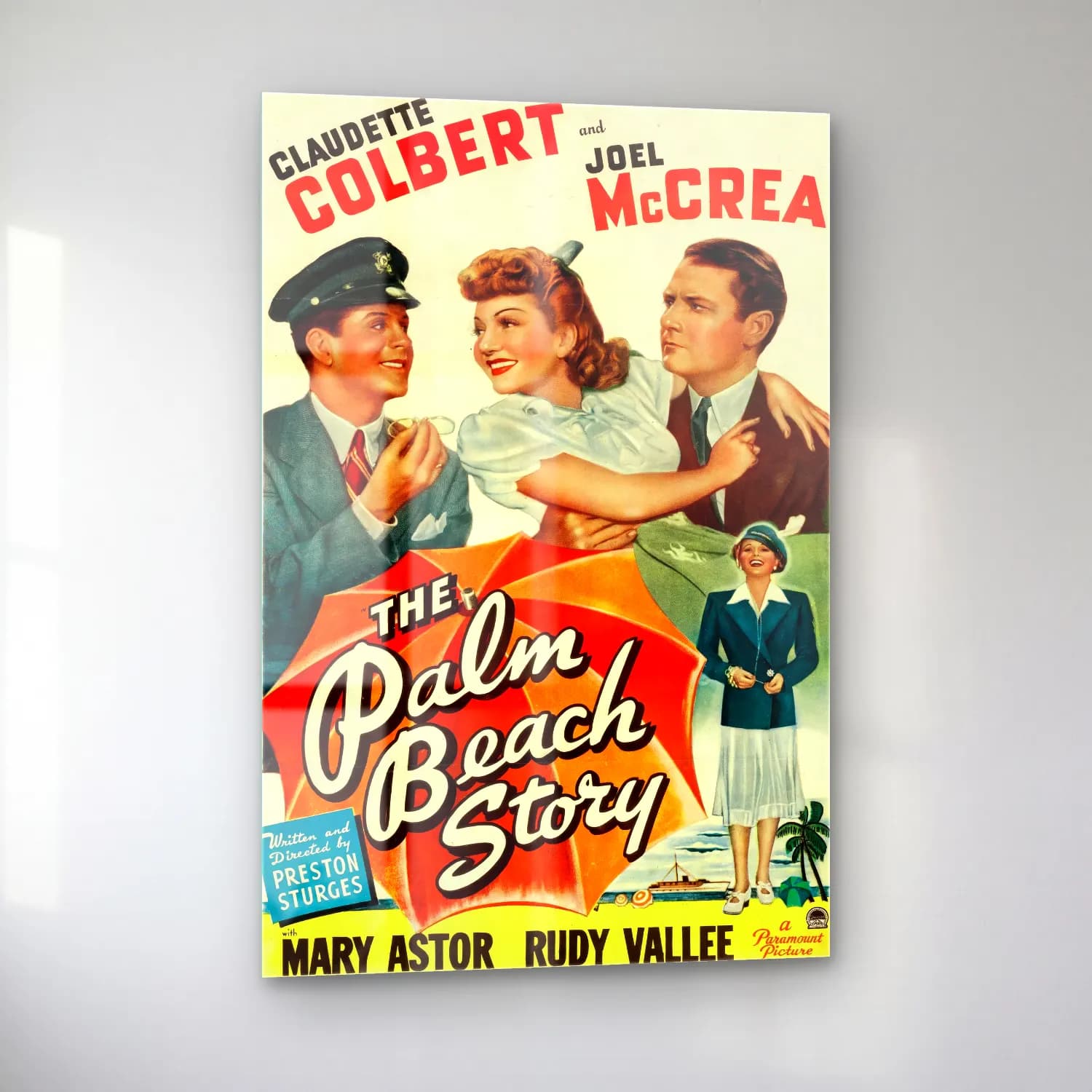 Vintage Poster Palmiyeli Tropik Sahil No. 8 cam tablo — sol açıdan görünüm