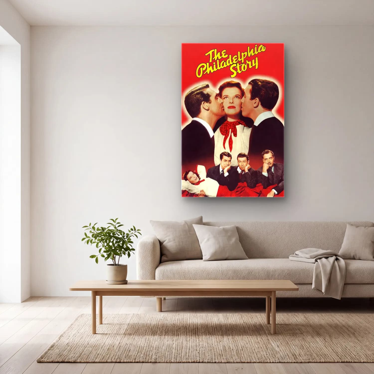 Vintage Poster Fiyonk – Kırmızı Tonlar cam tablo — açık renk salonda