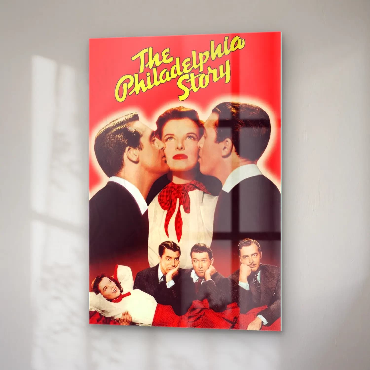 Vintage Poster Fiyonk – Kırmızı Tonlar cam tablo — sağ açıdan görünüm
