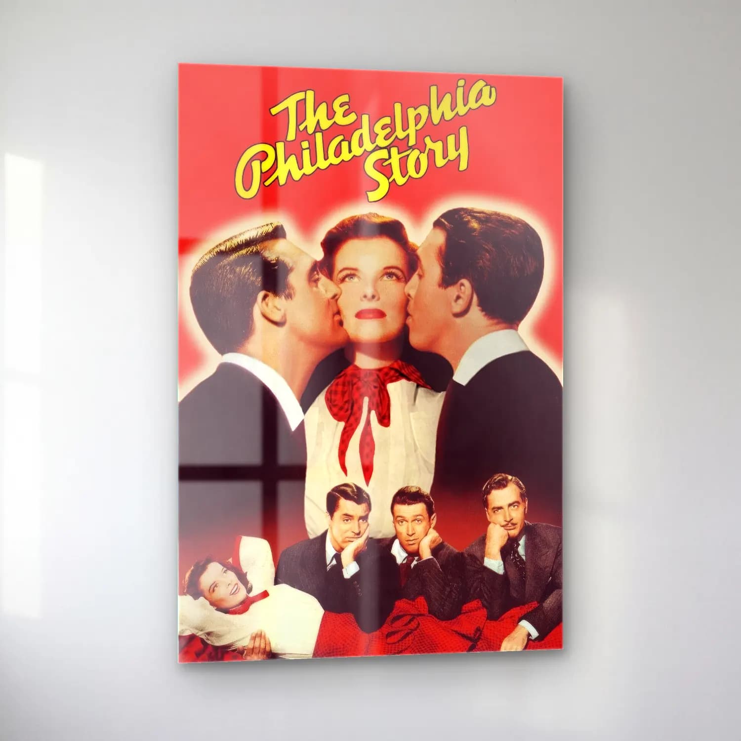 Vintage Poster Fiyonk – Kırmızı Tonlar cam tablo — sol açıdan görünüm