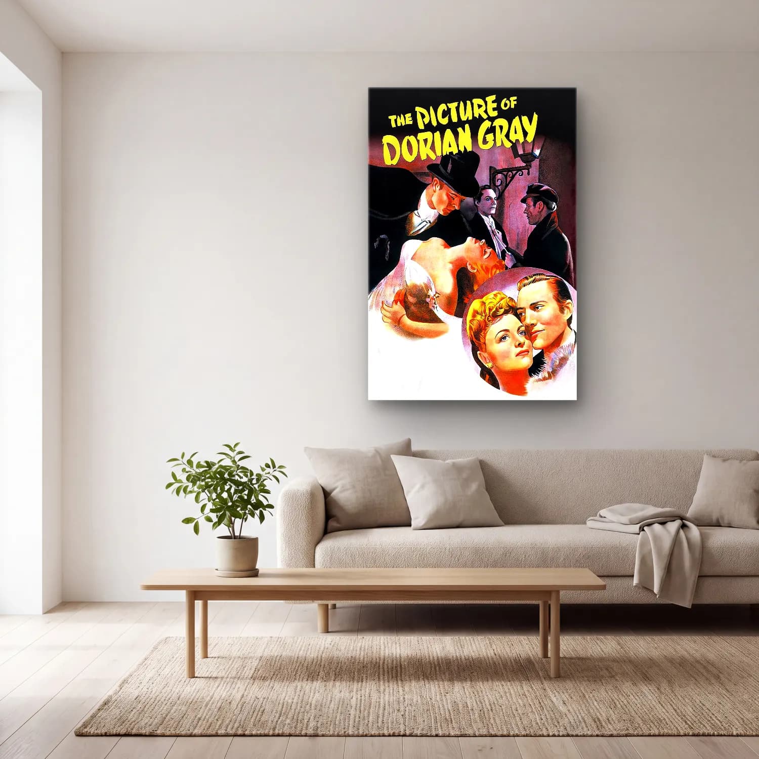 Vintage Poster Fiyonk – Siyah Beyaz Tonlar cam tablo — açık renk salonda