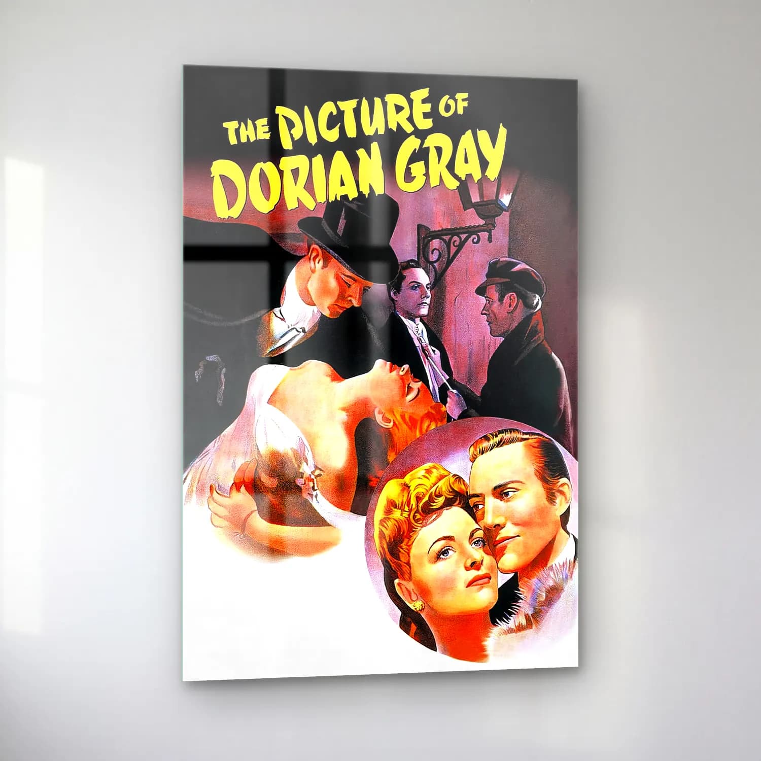 Vintage Poster Fiyonk – Siyah Beyaz Tonlar cam tablo — sol açıdan görünüm