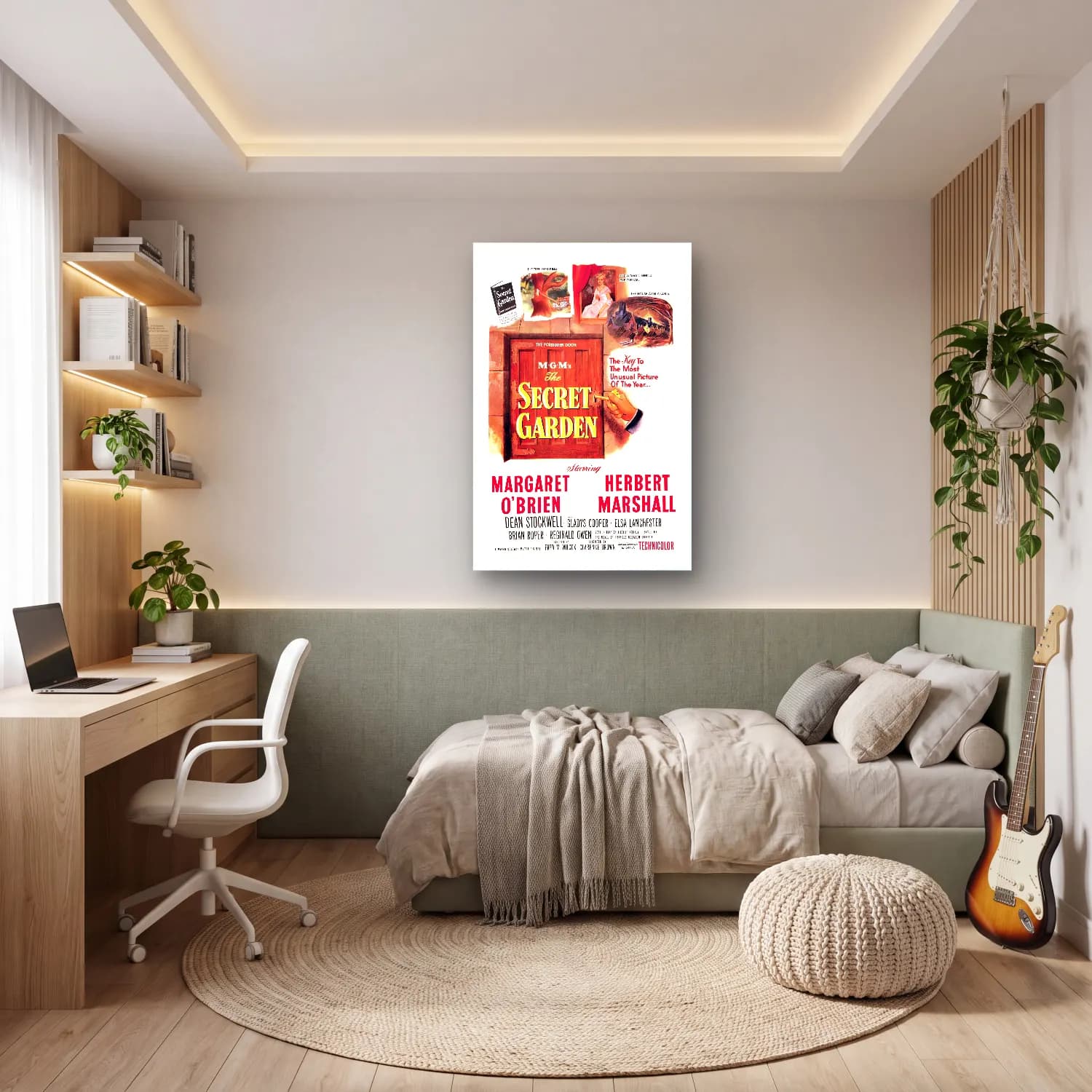 Vintage Poster Çiçek Bahçesi – Turuncu Tonlar cam tablo — genç odasında
