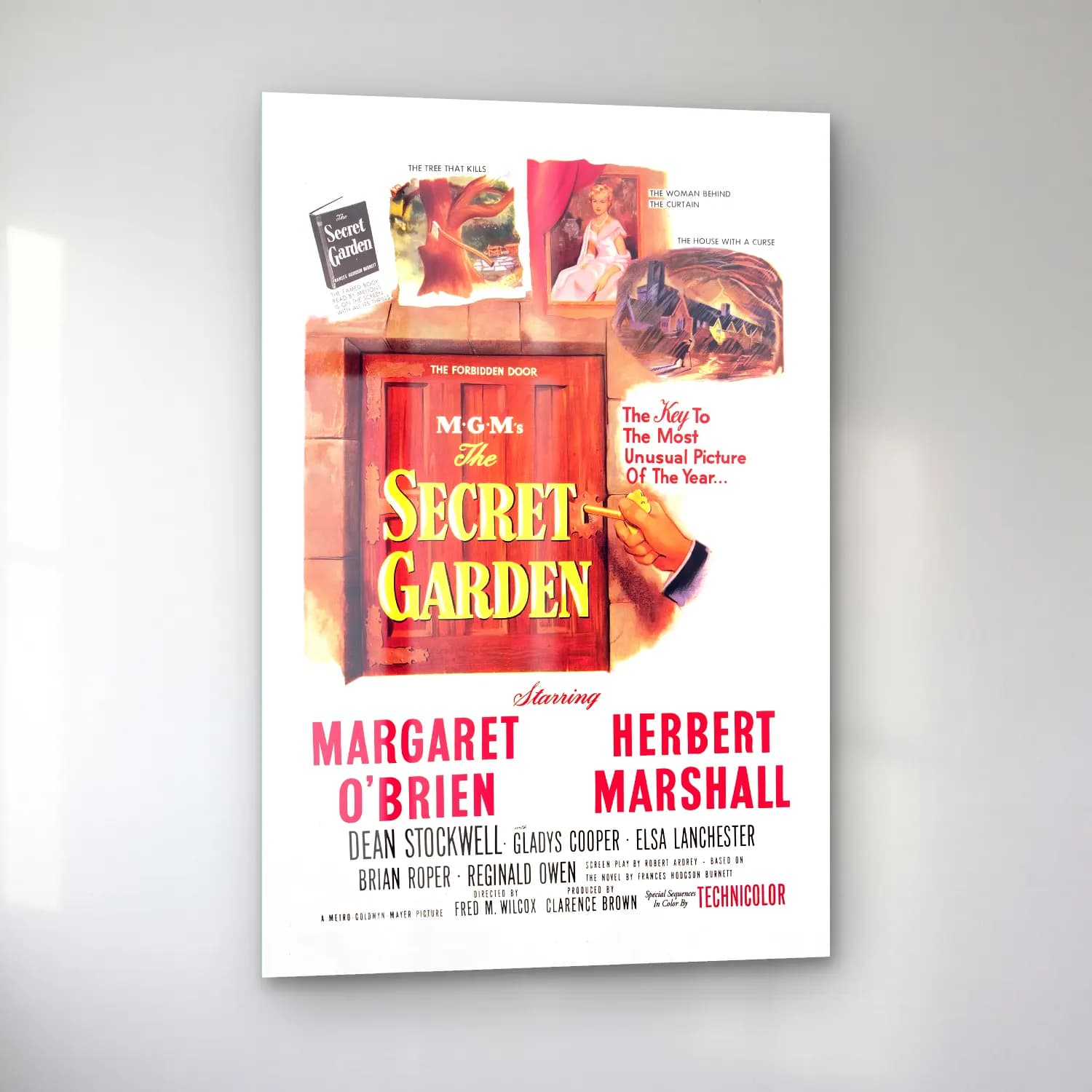 Vintage Poster Çiçek Bahçesi – Turuncu Tonlar cam tablo — sol açıdan görünüm