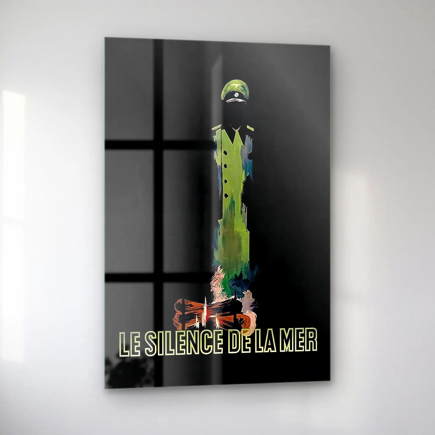 Vintage Poster Mumlar – Yeşil Tonlar cam tablo — sol açıdan görünüm