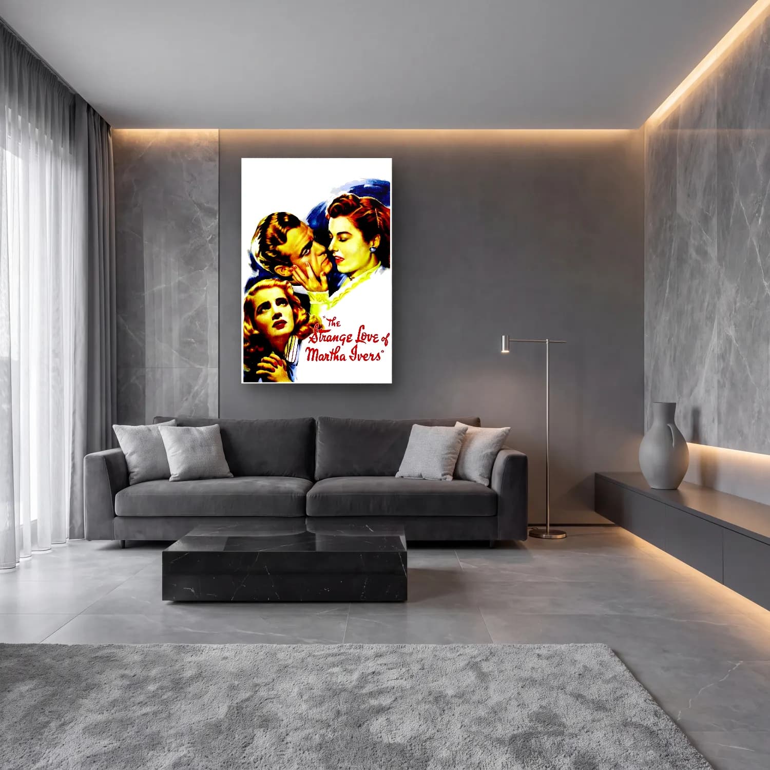 Vintage Poster Aşıklar No. 50 cam tablo — lüks salon duvarında
