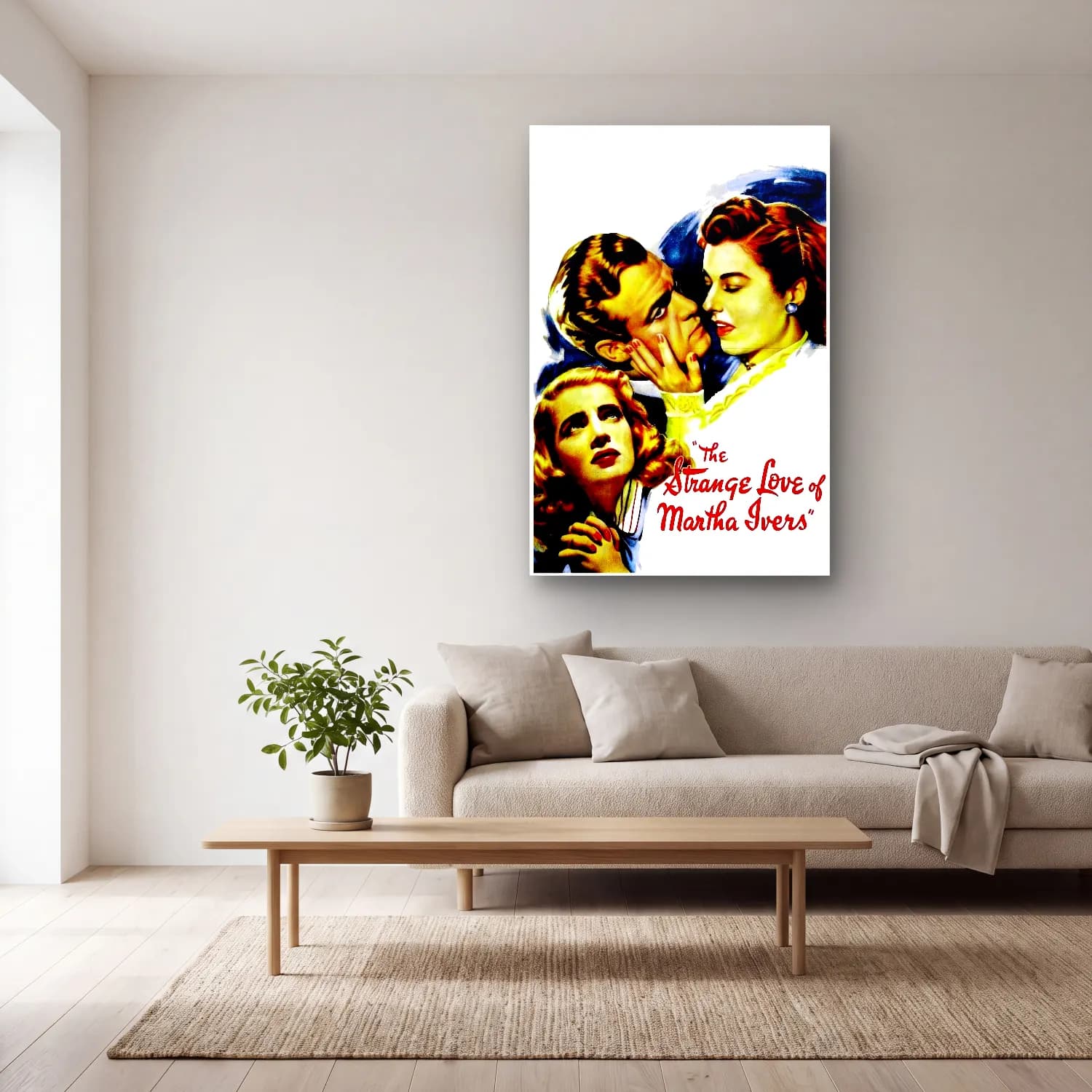 Vintage Poster Aşıklar No. 50 cam tablo — açık renk salonda