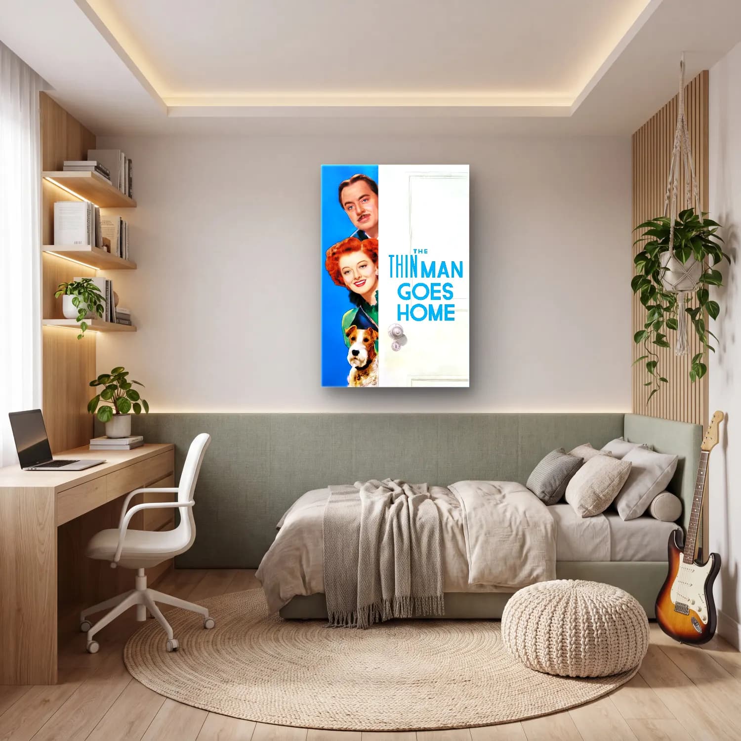 Vintage Poster Erkek Portresi No. 28 cam tablo — genç odasında