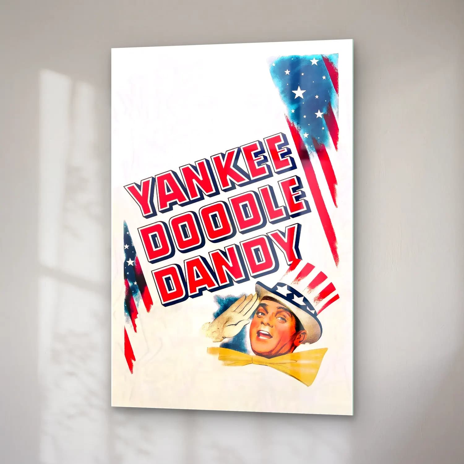 Vintage Poster Yazılı Tasarım – Pastel Tonlar cam tablo — sağ açıdan görünüm