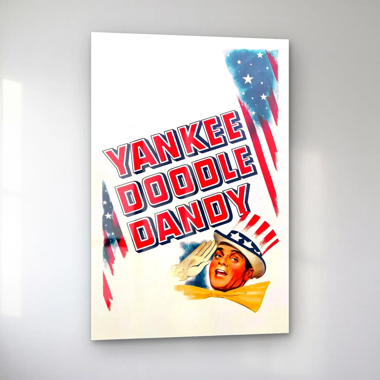 Vintage Poster Yazılı Tasarım – Pastel Tonlar cam tablo — sol açıdan görünüm