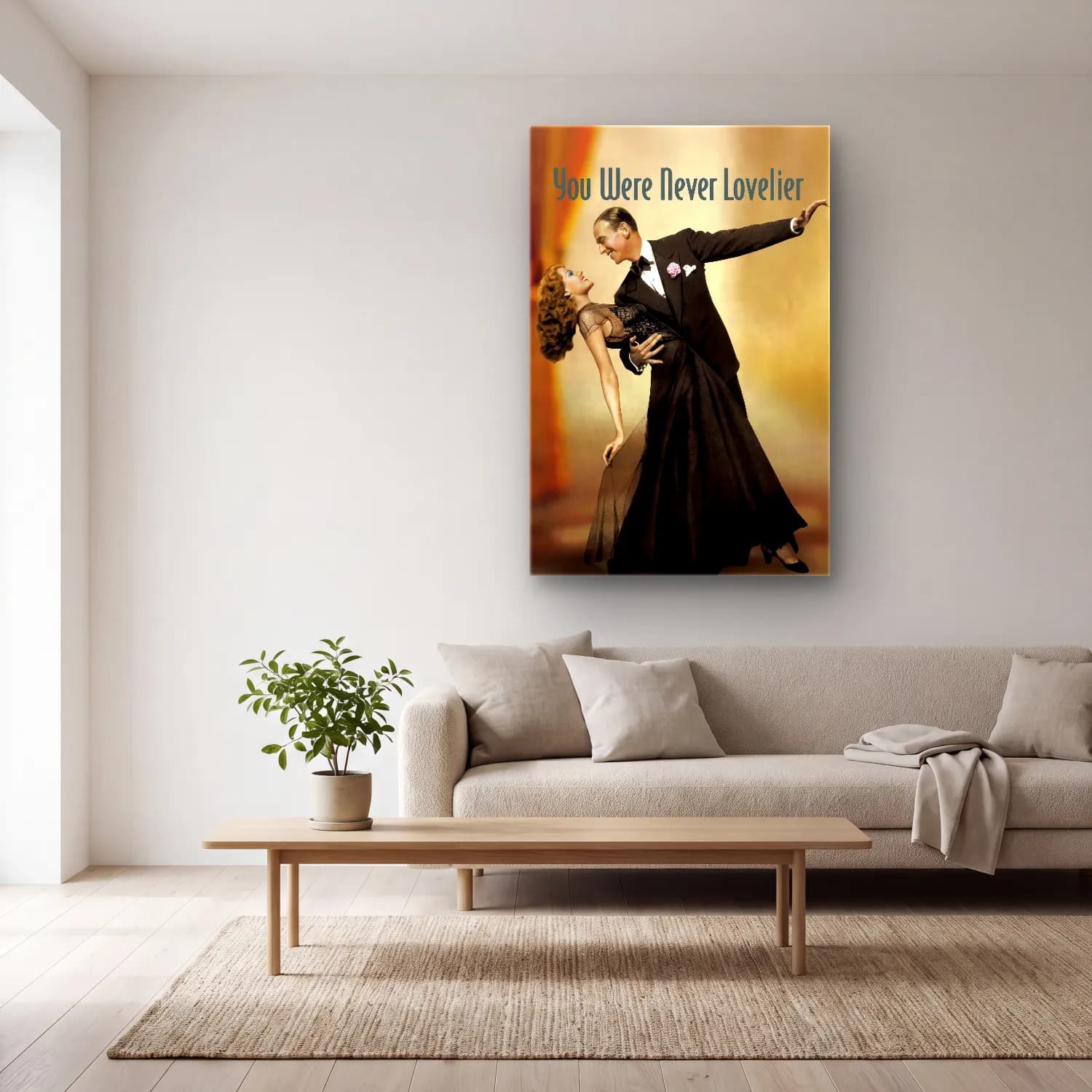 Vintage Poster Dansçılar No. 19 cam tablo — açık renk salonda