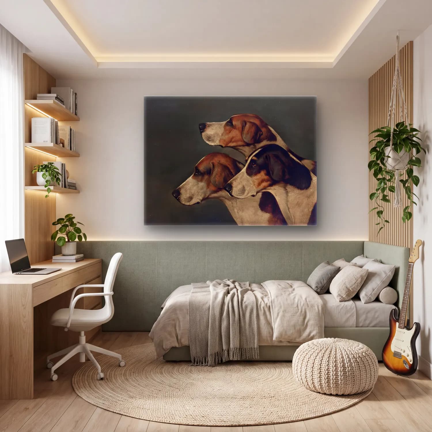 Yağlı Boya Köpek No. 31 cam tablo — genç odasında