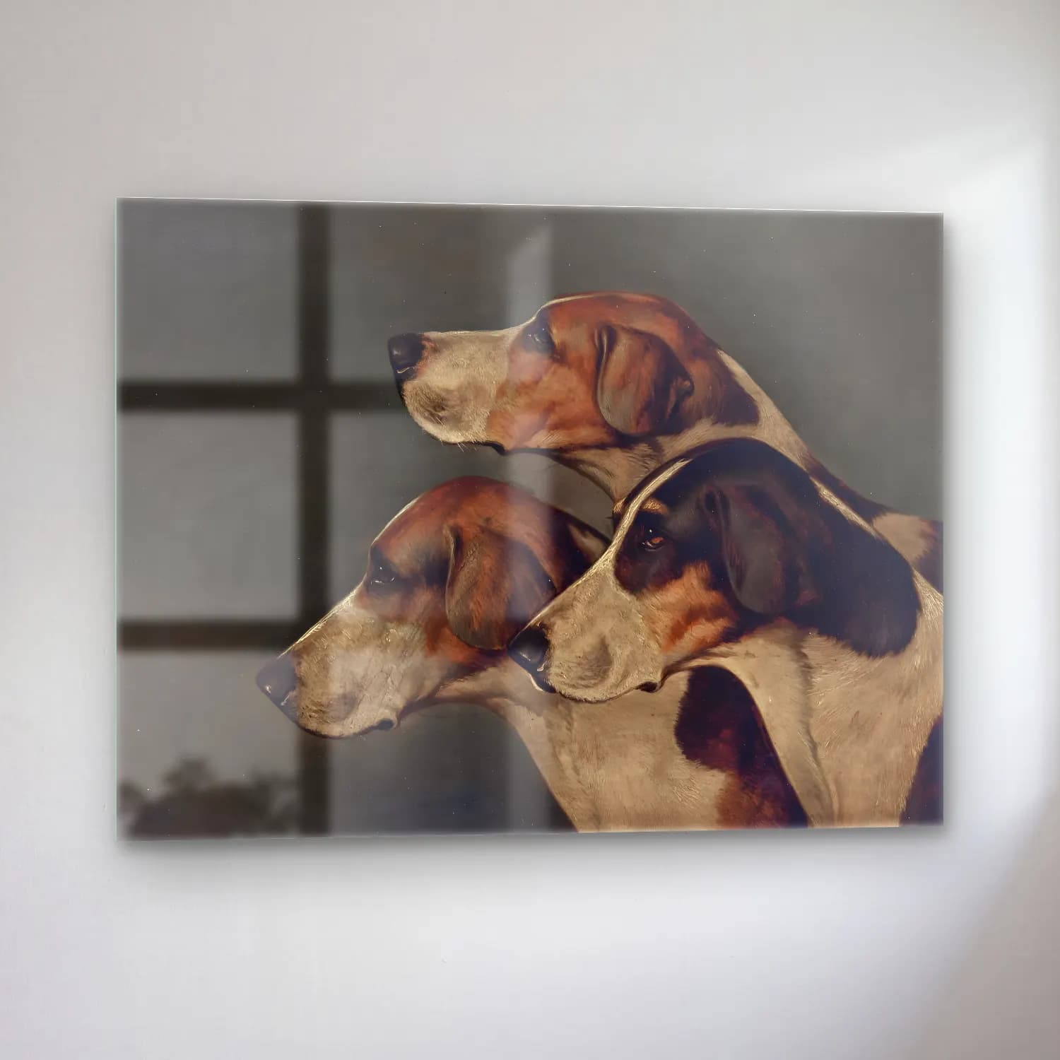 Yağlı Boya Köpek No. 31 cam tablo — sol açıdan görünüm