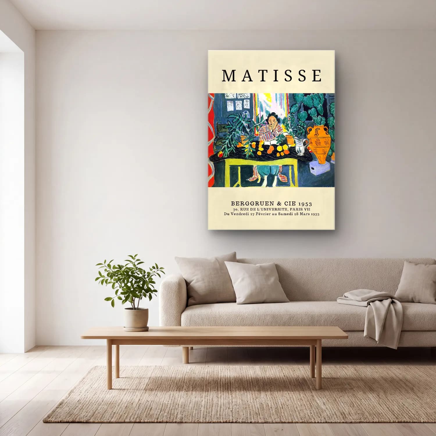 Vintage Poster Kitap Okuyan Kadın No. 20 cam tablo — açık renk salonda