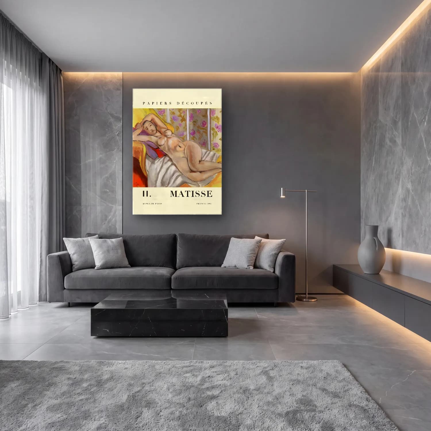 Empresyonist Figür Çalışması No. 19 cam tablo — lüks salon duvarında