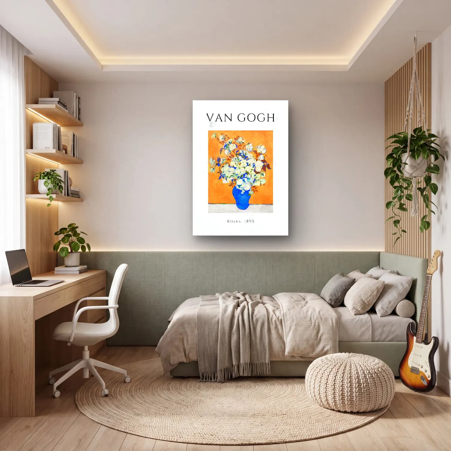 Empresyonist Vazo – Turuncu Tonlar cam tablo — genç odasında