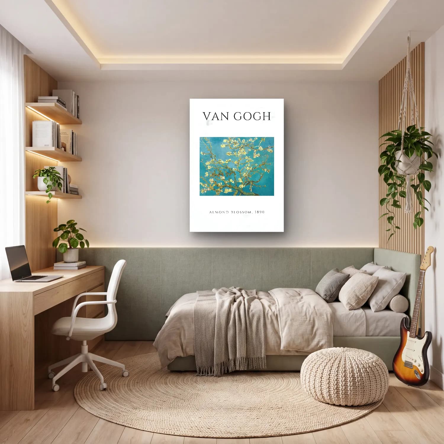 Pastel Kiraz Çiçekleri No. 24 cam tablo — genç odasında