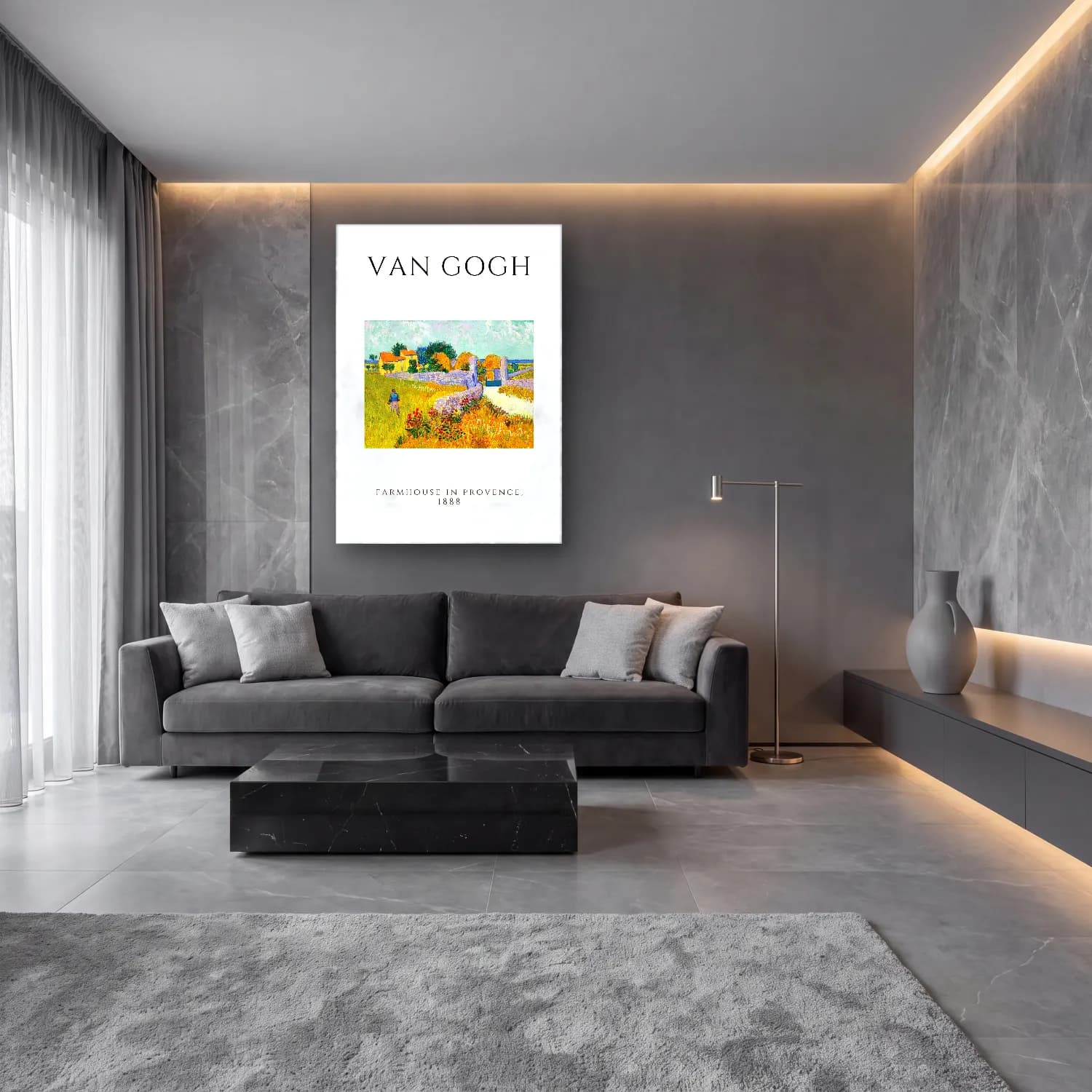 Empresyonist Kır Evi – Mor Tonlar cam tablo — lüks salon duvarında