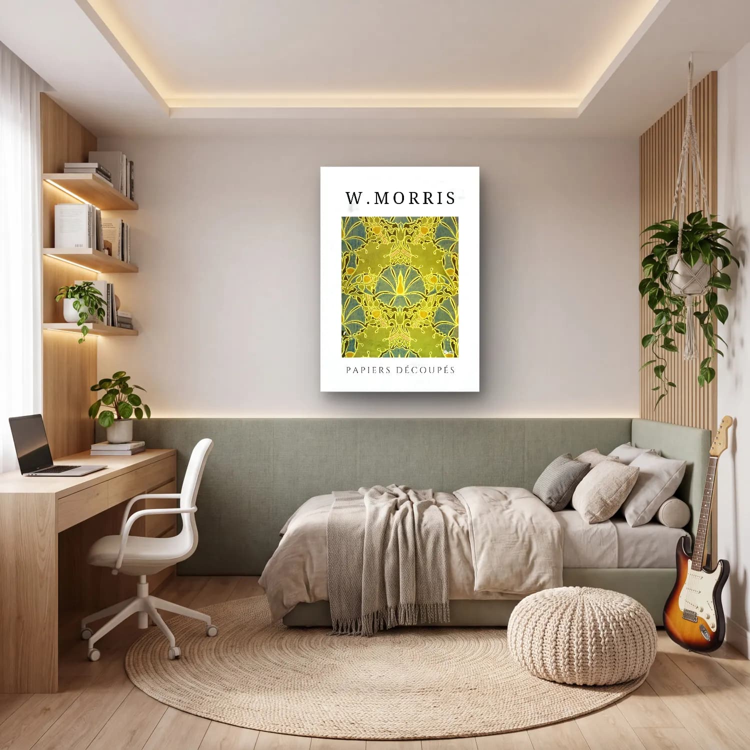 Vintage Poster Çiçek Deseni No. 7 cam tablo — genç odasında