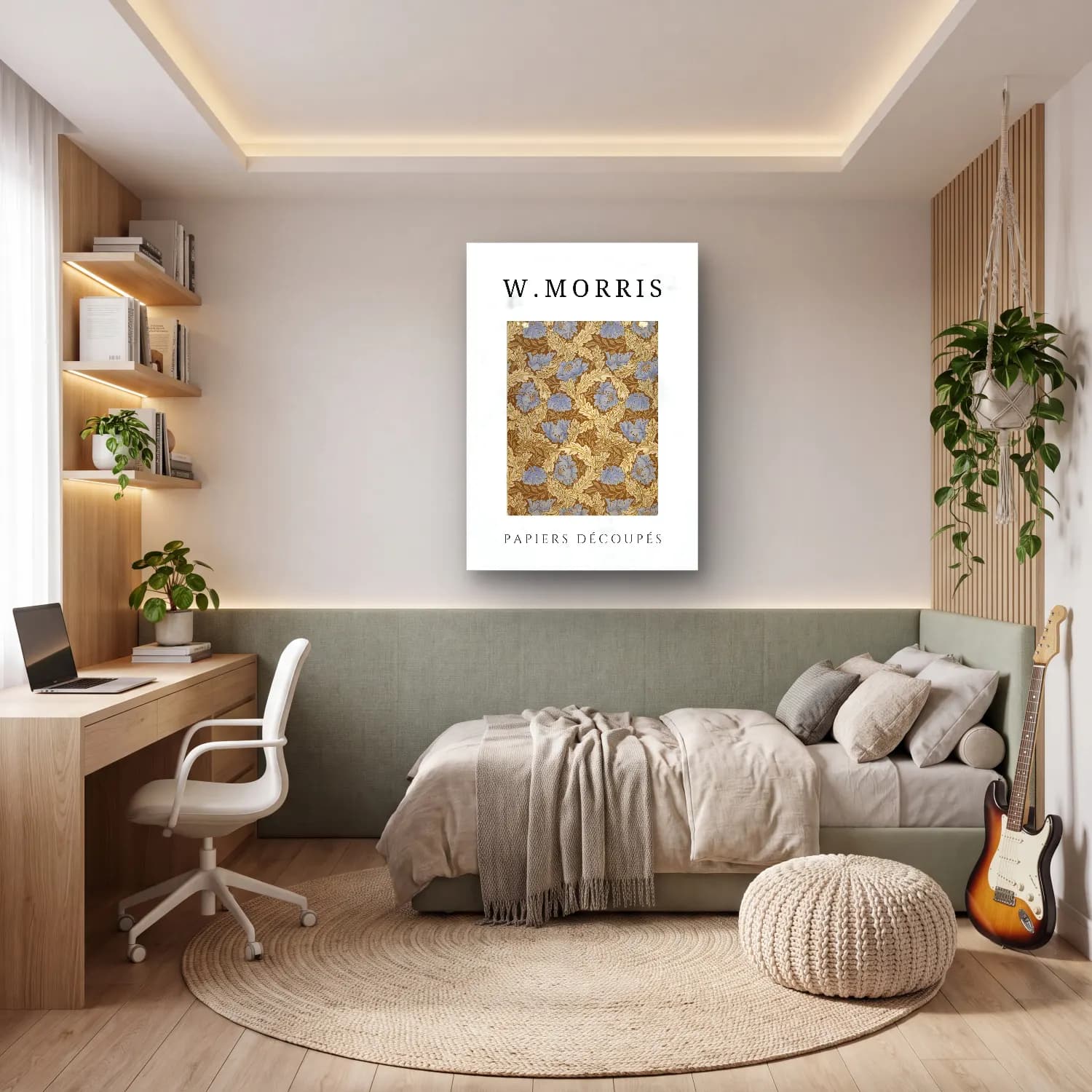 Vintage Poster Çiçek Deseni No. 9 cam tablo — genç odasında