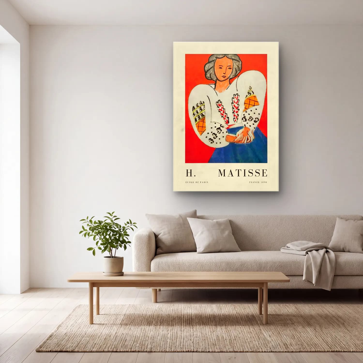 Vintage Poster Elbiseli Kadın No. 58 cam tablo — açık renk salonda