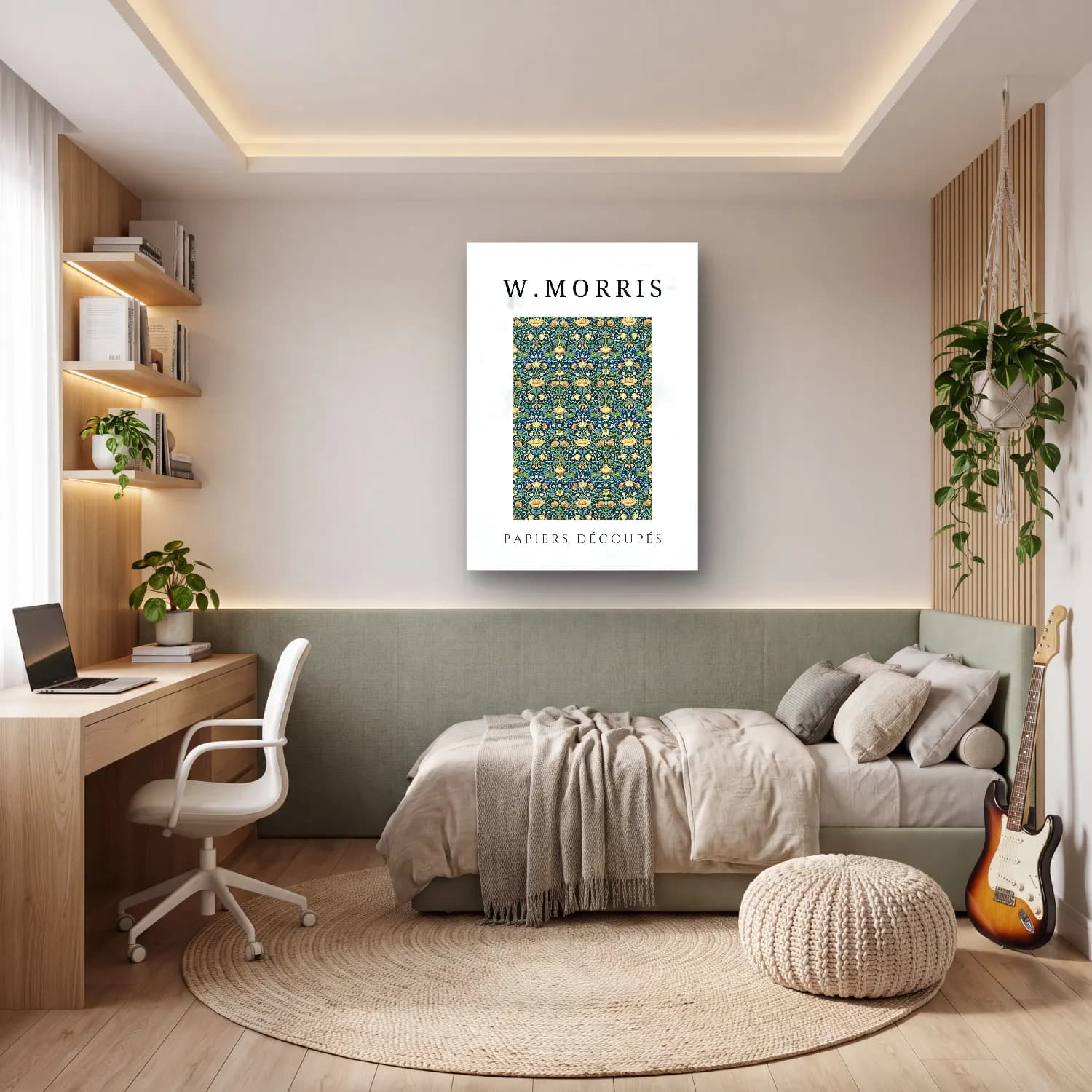 Maksimalist Çiçek Deseni No. 101 cam tablo — genç odasında