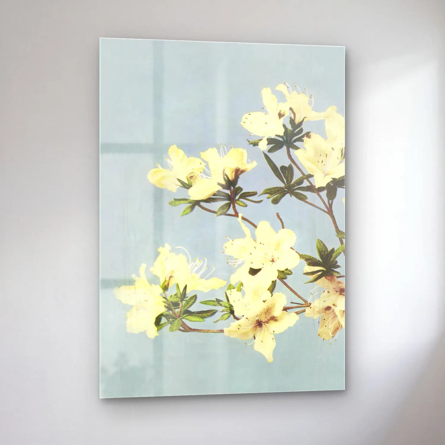 Pastel Çiçek Deseni No. 230 cam tablo — sol açıdan görünüm