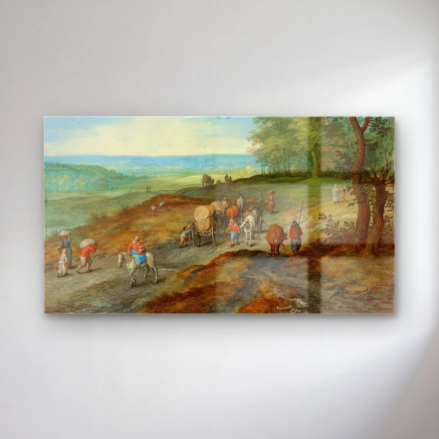Jan Brueghel The Elder – A Panoramic Landscape With A Covered Wagon cam tablo — Jan Brueghel The Elder – A Panoramic Landscape With A Covered Wagon — yağlı boya savaş sahnesi