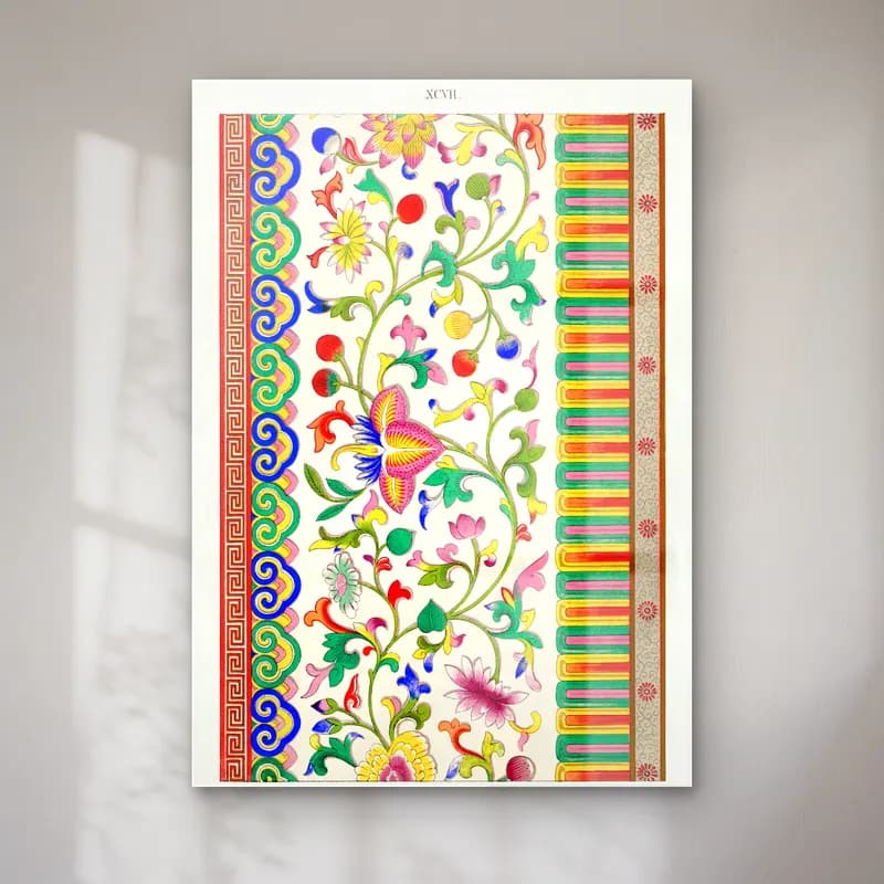 Maksimalist Çiçek Deseni No. 103 cam tablo — Maksimalist Çiçek Deseni No. 103 — maksimalist çiçek deseni