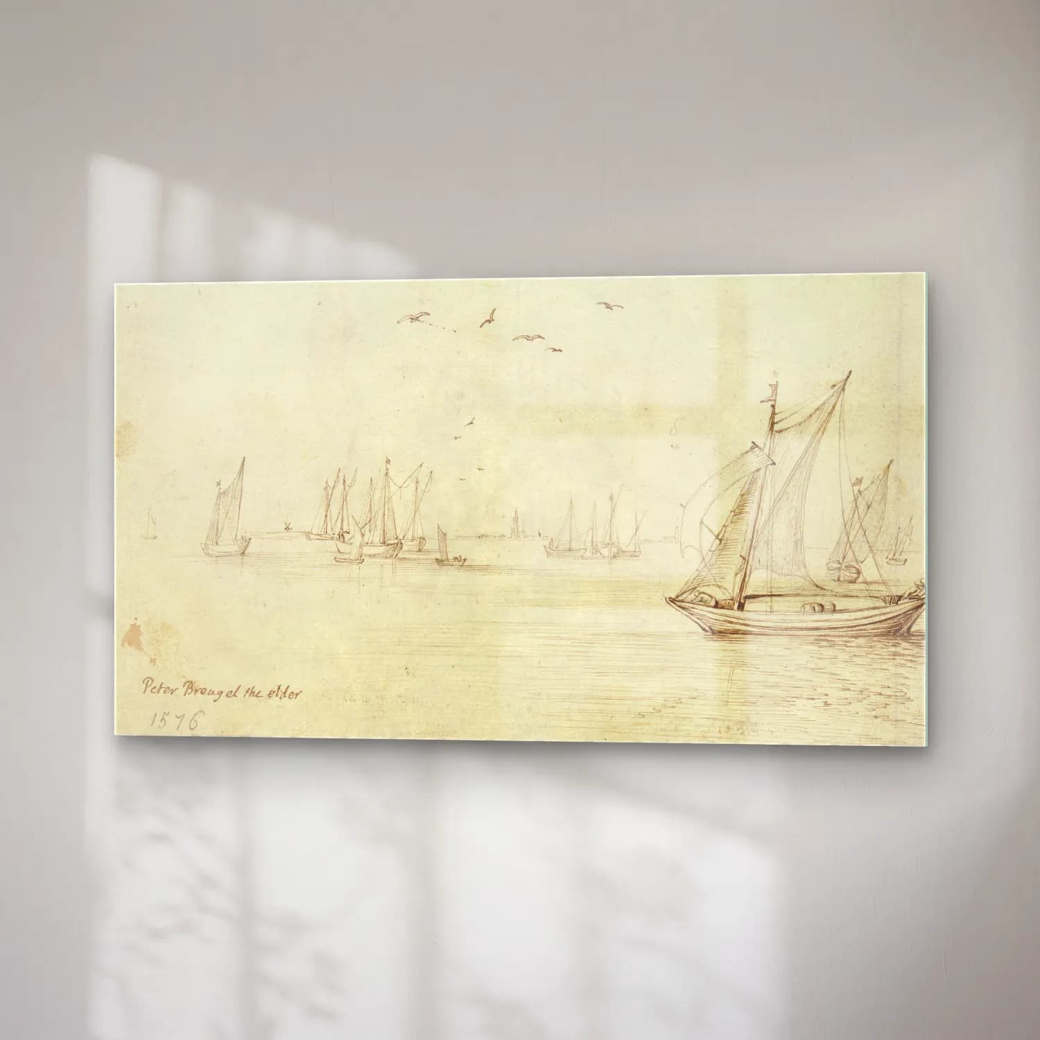 Jan Brueghel The Elder – Sailboats, A City in the Distance cam tablo — sağ açıdan görünüm