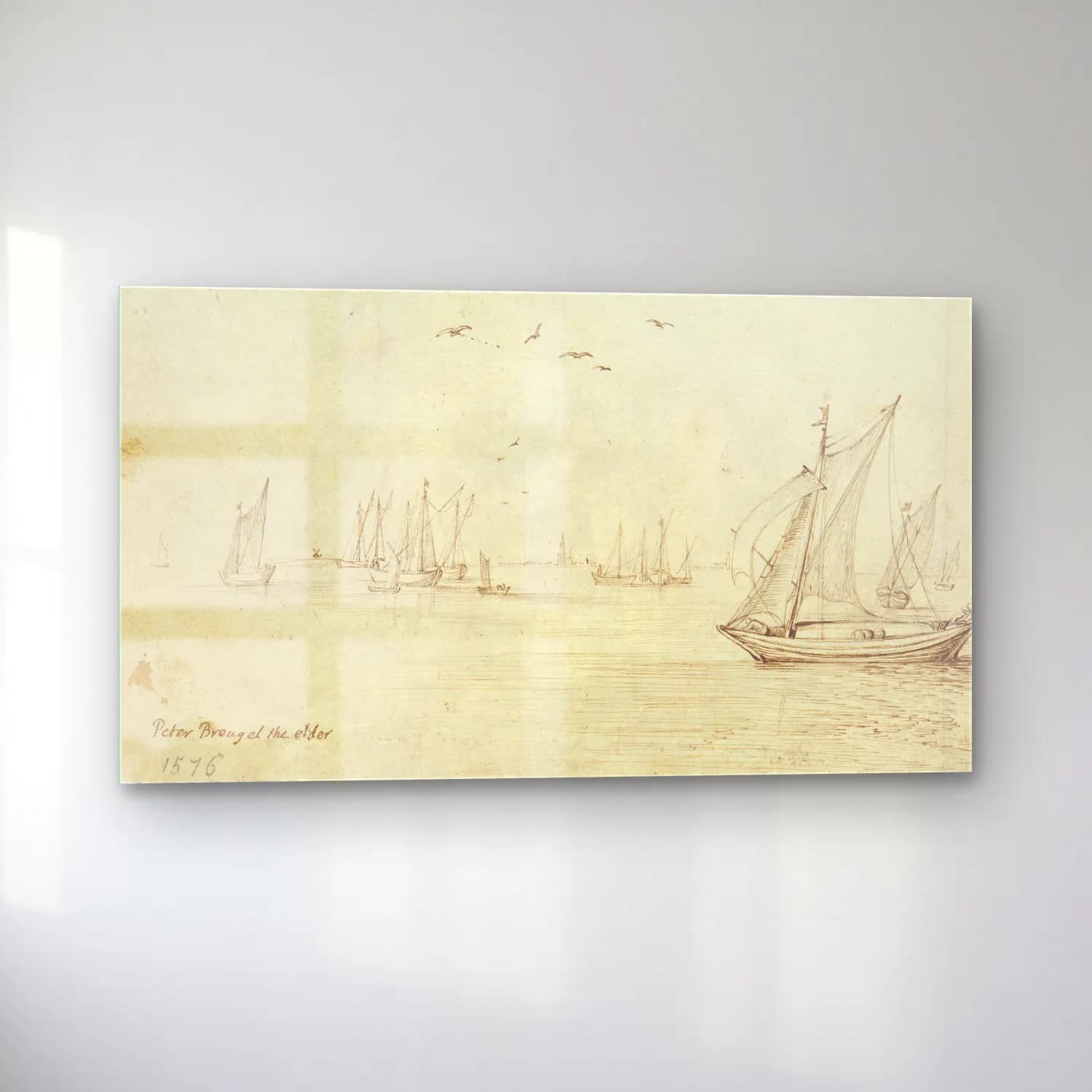 Jan Brueghel The Elder – Sailboats, A City in the Distance cam tablo — sol açıdan görünüm