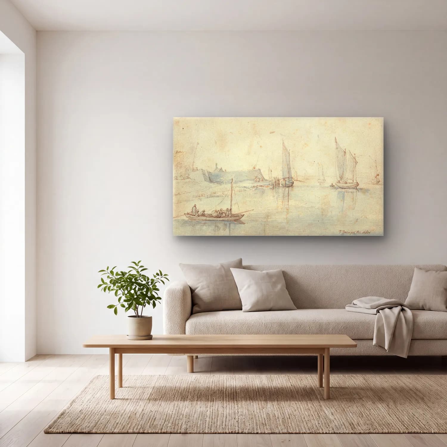 Jan Brueghel The Elder – View of Bakkers Veer, Netherlands cam tablo — açık renk salonda