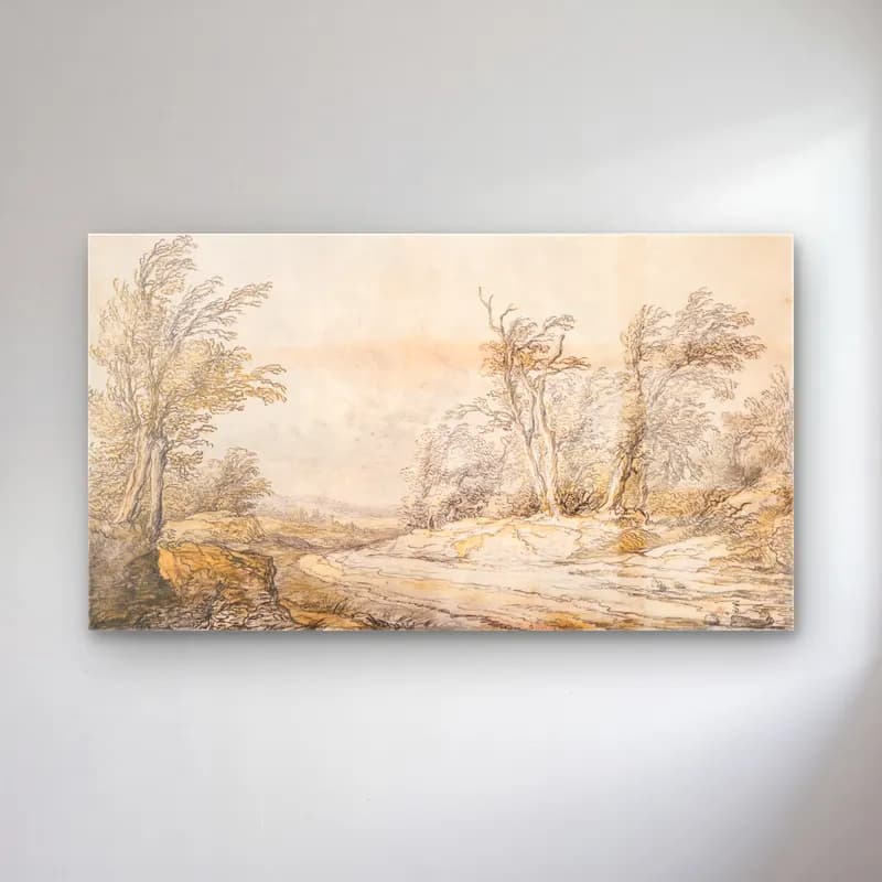 Aelbert Cuyp – A Road on the Dunes cam tablo — Aelbert Cuyp – A Road on the Dunes — vintage kırda nehir