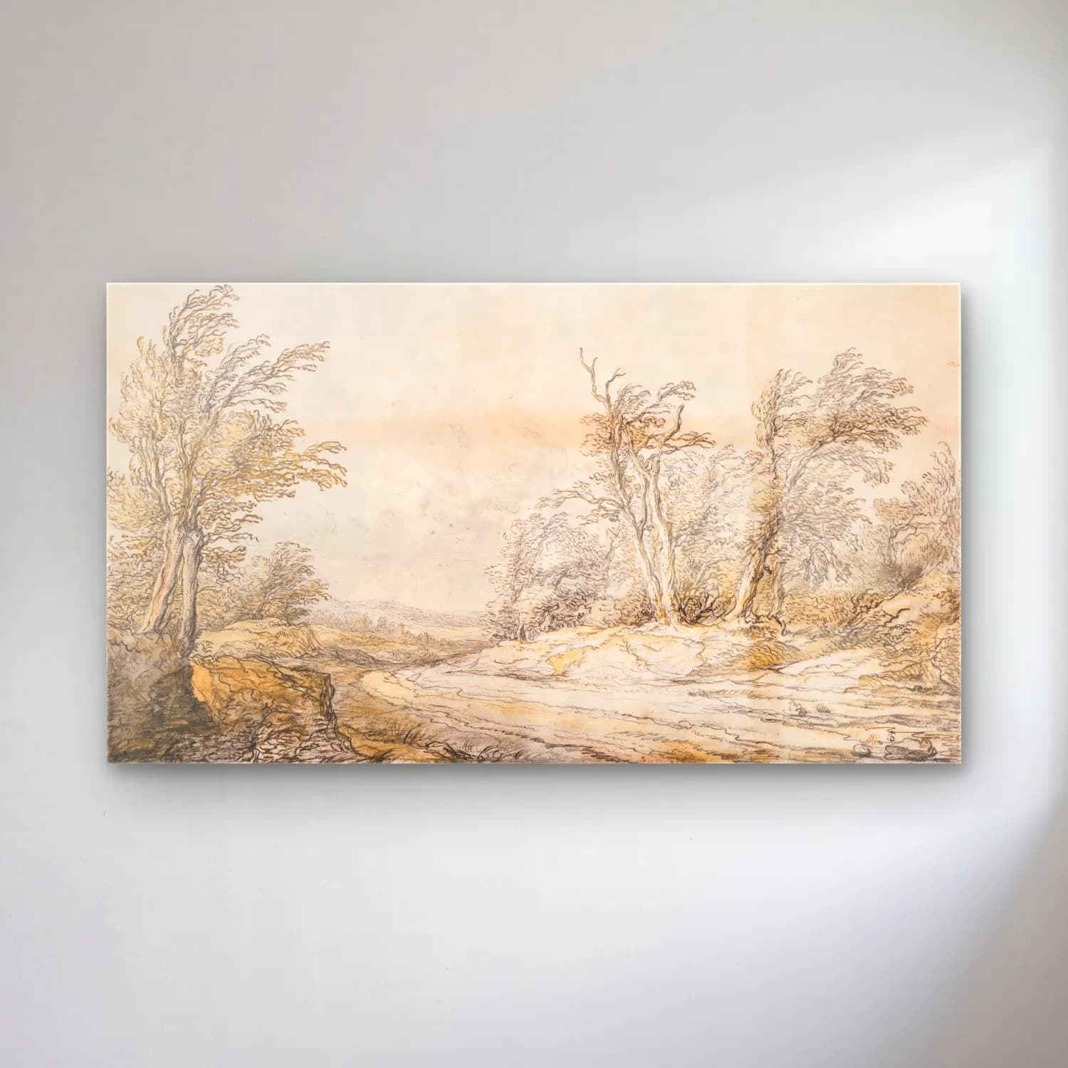 Aelbert Cuyp – A Road on the Dunes cam tablo — Aelbert Cuyp – A Road on the Dunes — vintage kırda nehir