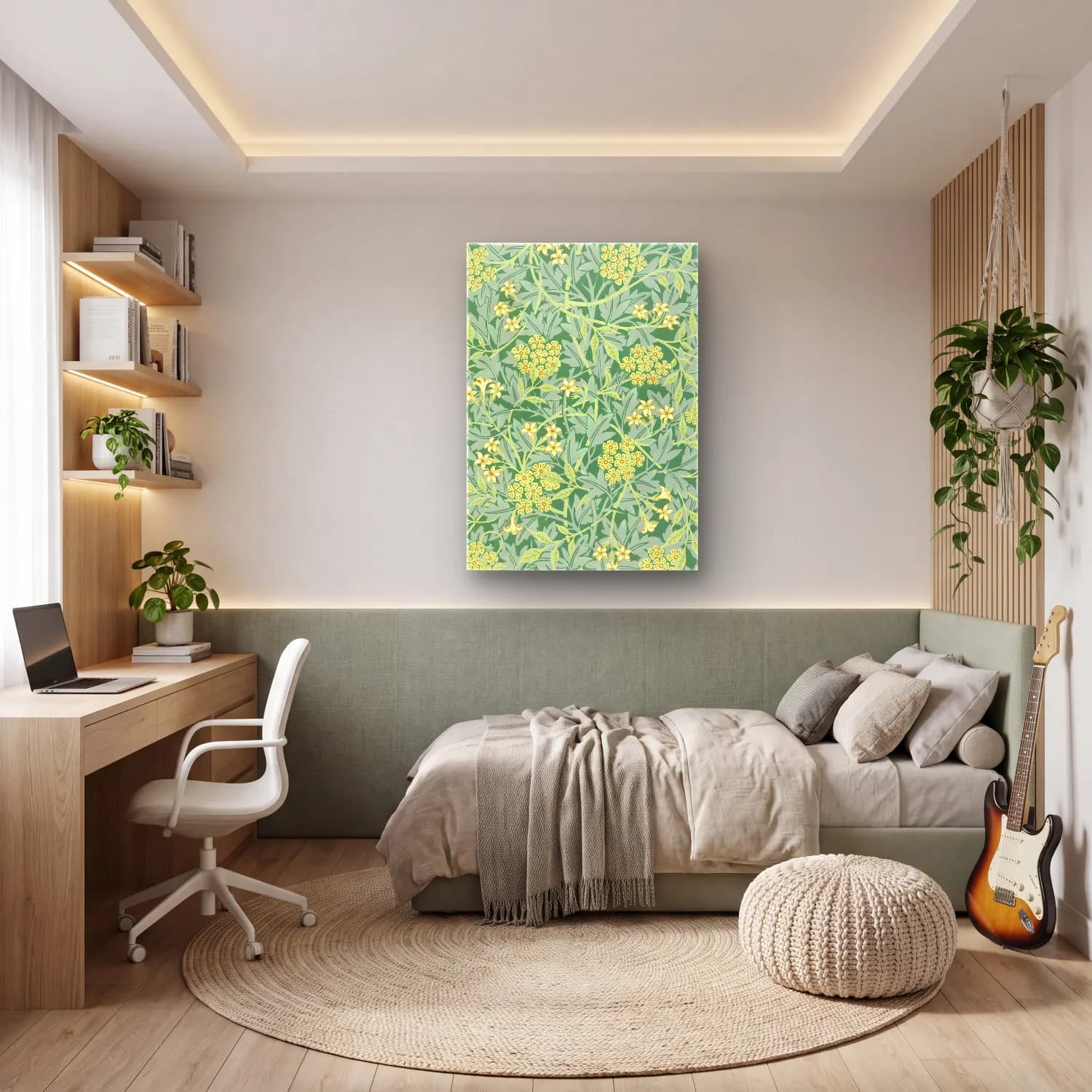 Botanik İllüstrasyon Çiçek Deseni No. 184 cam tablo — genç odasında