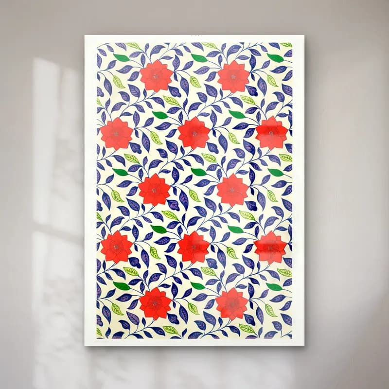 Retro Çiçek Deseni No. 211 cam tablo — Retro Çiçek Deseni No. 211 — retro çiçek deseni