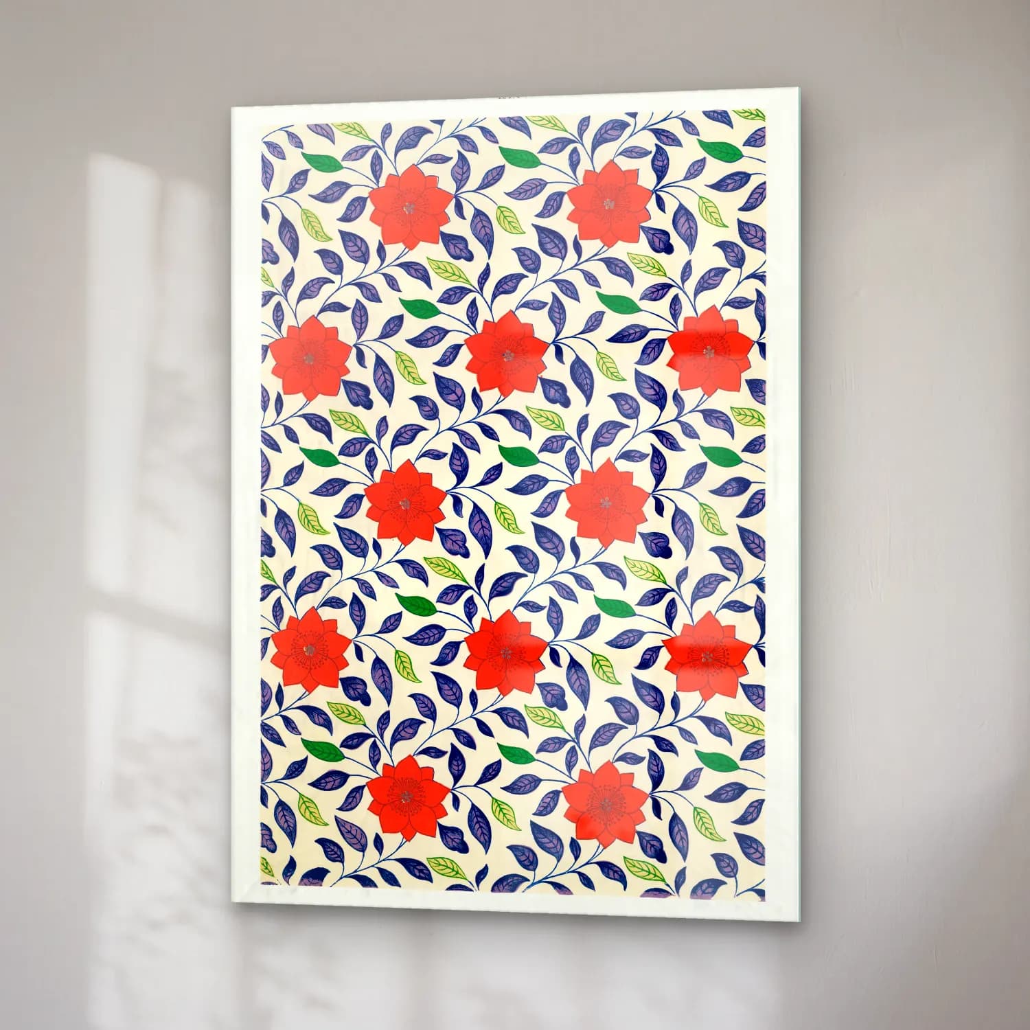 Retro Çiçek Deseni No. 211 cam tablo — sağ açıdan görünüm
