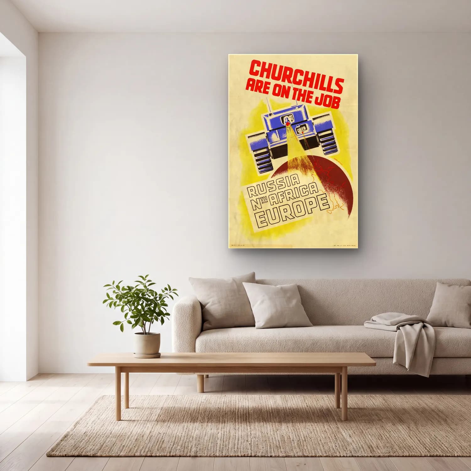 Vintage Poster Astronot – Turuncu Tonlar cam tablo — açık renk salonda