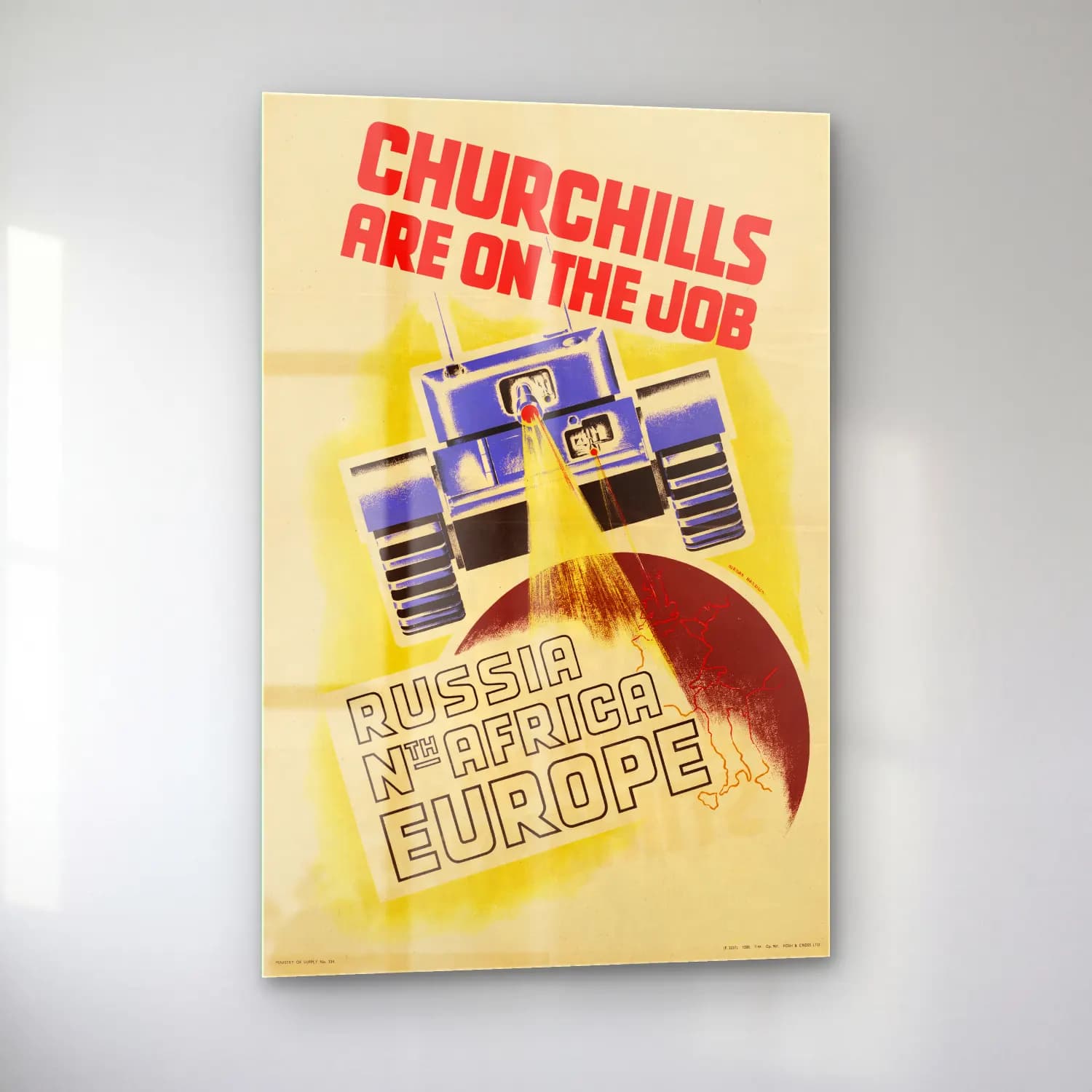 Vintage Poster Astronot – Turuncu Tonlar cam tablo — sol açıdan görünüm