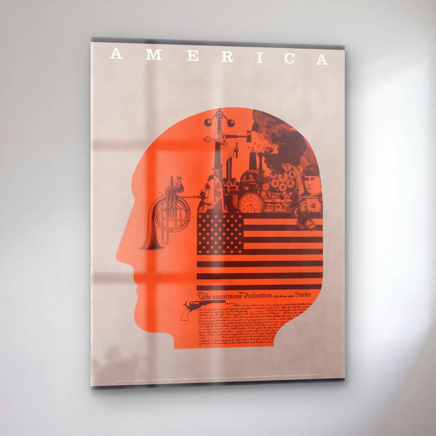 Vintage Poster Erkek Portresi No. 31 cam tablo — sol açıdan görünüm