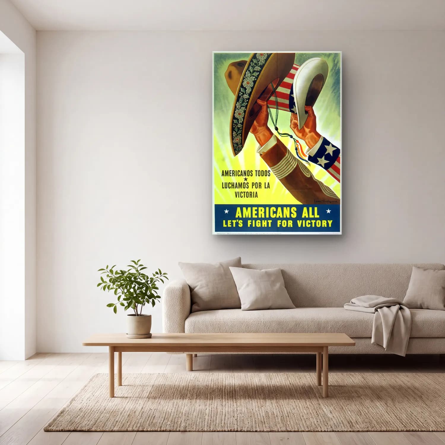 Vintage Poster Şapkalı Kadın No. 25 cam tablo — açık renk salonda