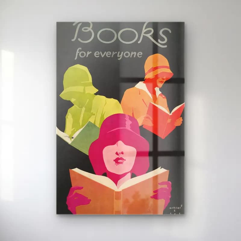 Vintage Poster Kitap Okuyan Kadın No. 23 cam tablo — Vintage Poster Kitap Okuyan Kadın No. 23 — vintage poster kitap okuyan kadın