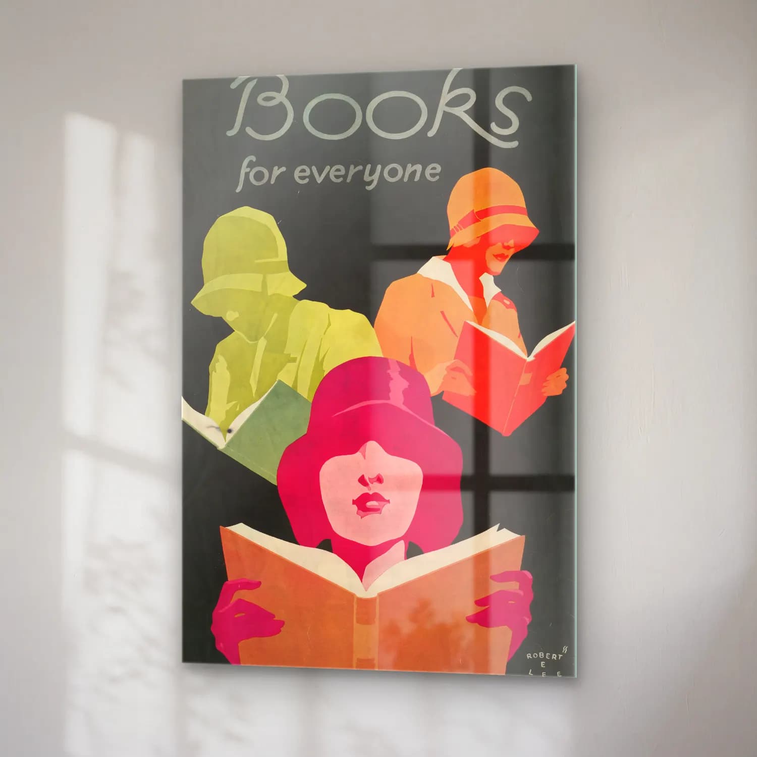 Vintage Poster Kitap Okuyan Kadın No. 23 cam tablo — sağ açıdan görünüm