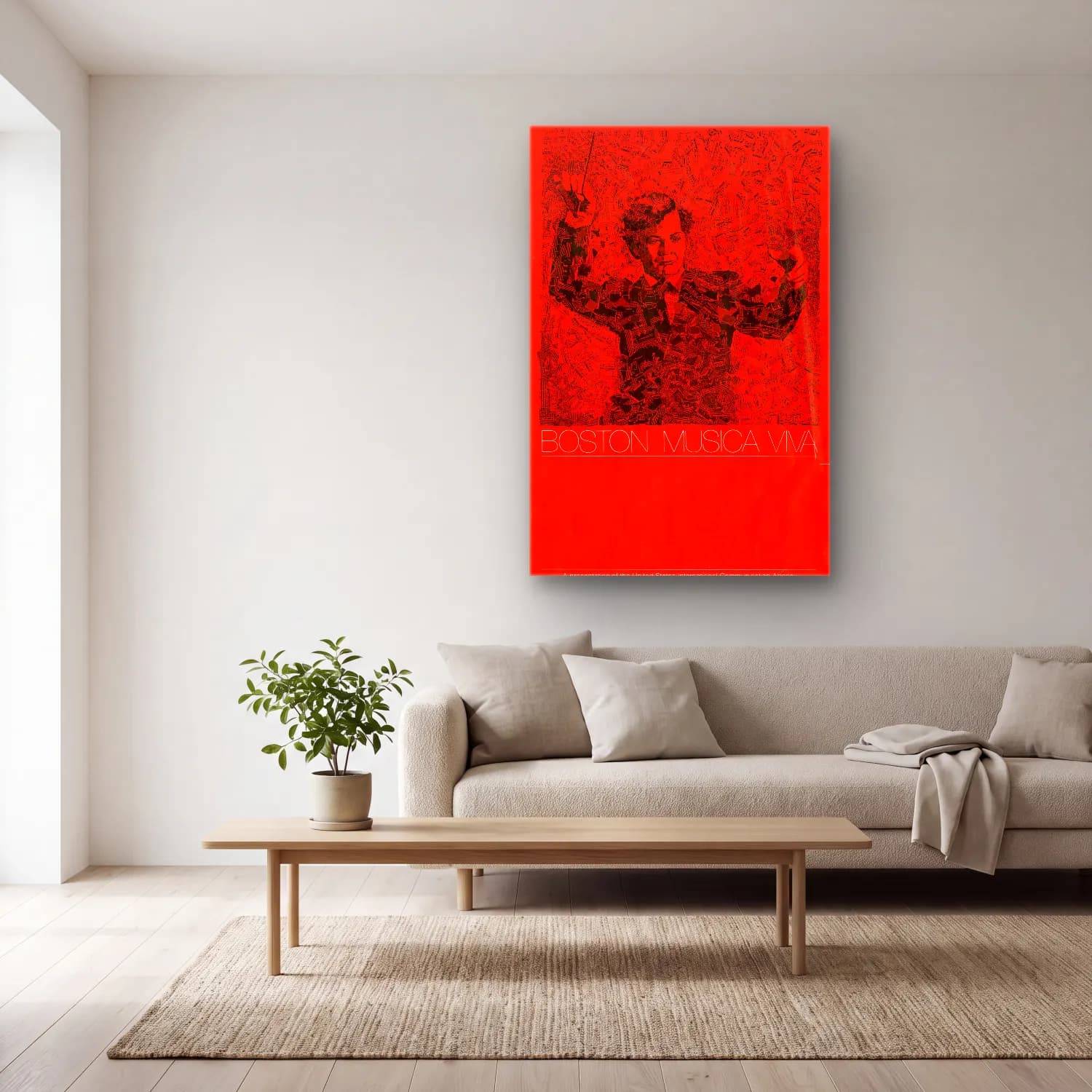 Vintage Poster Erkek Portresi No. 32 cam tablo — açık renk salonda